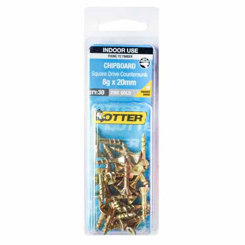 otter-chipboard-screws-8g-x-20mm-pack-of-30-zinc-gold-plated