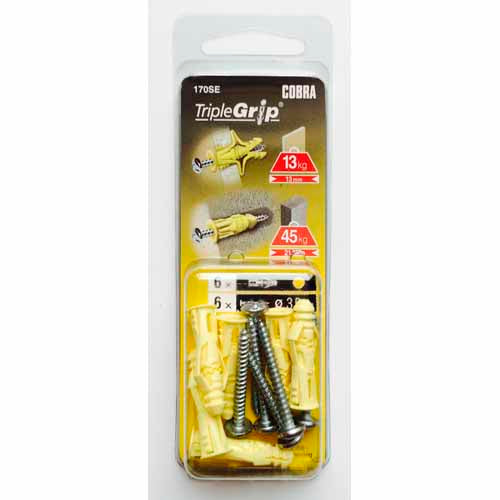 cobra-universal-anchors-for-plasterboard-or-solid-walls-3.5mm-screw-beige