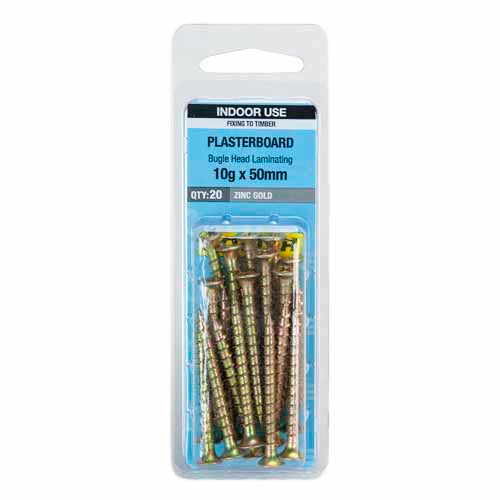 otter-plasterboard-screws-10g-x-50mm-pack-of-20-zinc-gold-plated