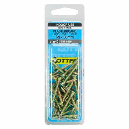 otter-plasterboard-screws-6g-x-30mm-pack-of-40-zinc-gold-plated