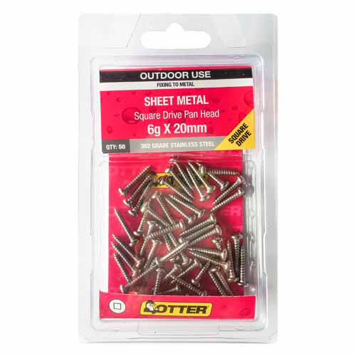 otter-sheet-metal-screws-6g-x-20mm-pack-of-50-stainless-steel