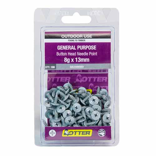 otter-general-purpose-timber-screws-8g-x-13mm-pack-of-100-galvanised