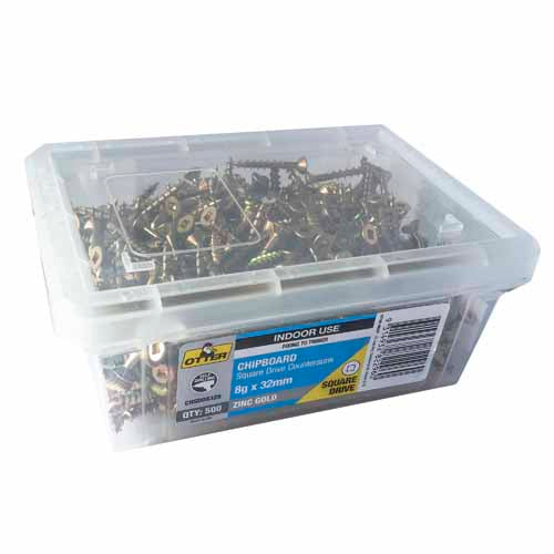 otter-chipboard-screws-8g-x-32mm-pack-of-500-zinc-gold-plated