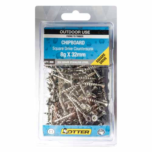 otter-chipboard-screws-8g-x-32mm-pack-of-200-stainless-steel-304