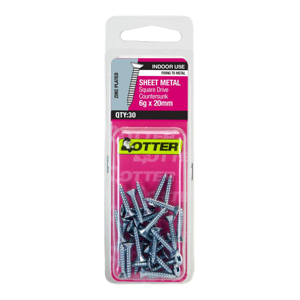 otter-sheet-metal-screws-6g-x-20mm-pack-of-30-zinc-plated