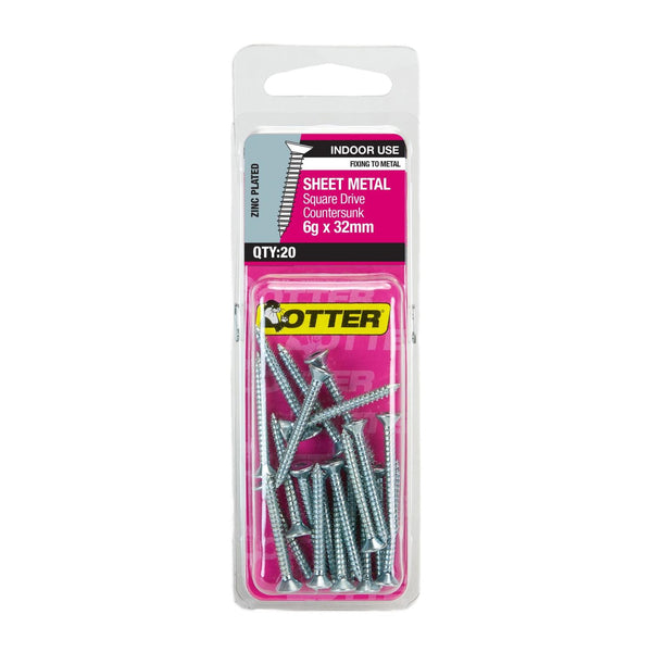 otter-sheet-metal-screws-6g-x-32mm-pack-of-20-zinc-plated