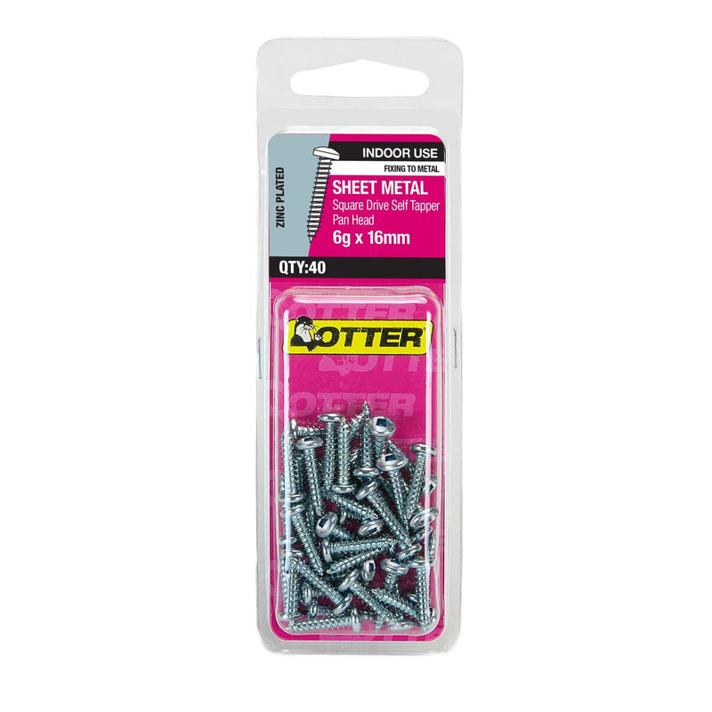 otter-sheet-metal-screws-6g-x-16mm-pack-of-40-zinc-plated