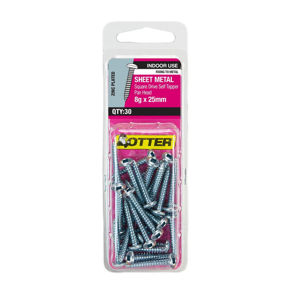 otter-sheet-metal-screws-8g-x-25mm-pack-of-30-zinc-plated